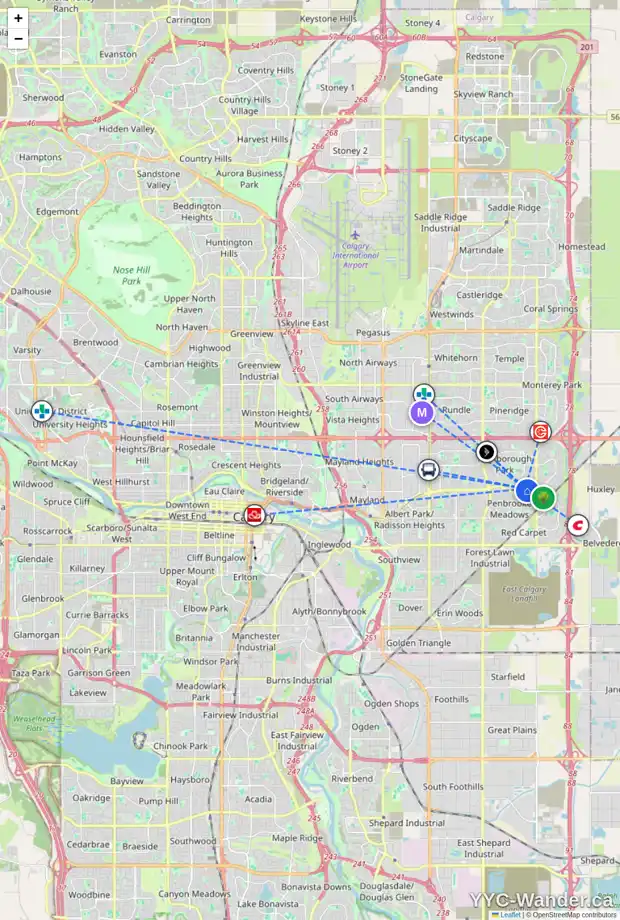Daily accessibility map for 463 MALVERN CL NE, Calgary showing nearby schools, grocery stores, parks, LRT stations and nearby amenities