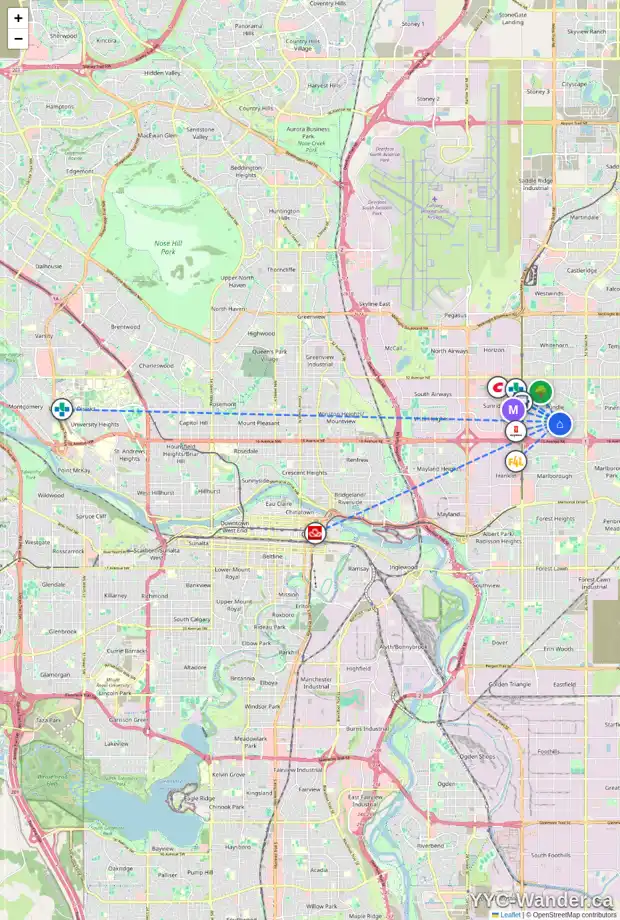 Daily accessibility map for 4715 RUNDLEWOOD RD NE, Calgary showing nearby schools, grocery stores, parks, LRT stations and nearby amenities