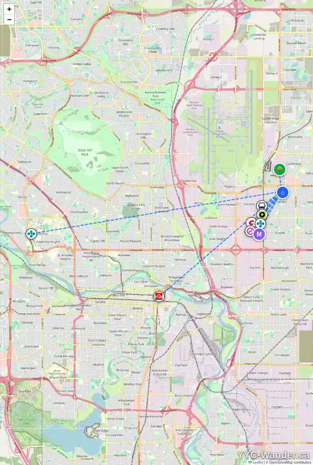 Daily accessibility map for 756 WHITEHILL WY NE, Calgary showing nearby schools, grocery stores, parks, LRT stations and nearby amenities