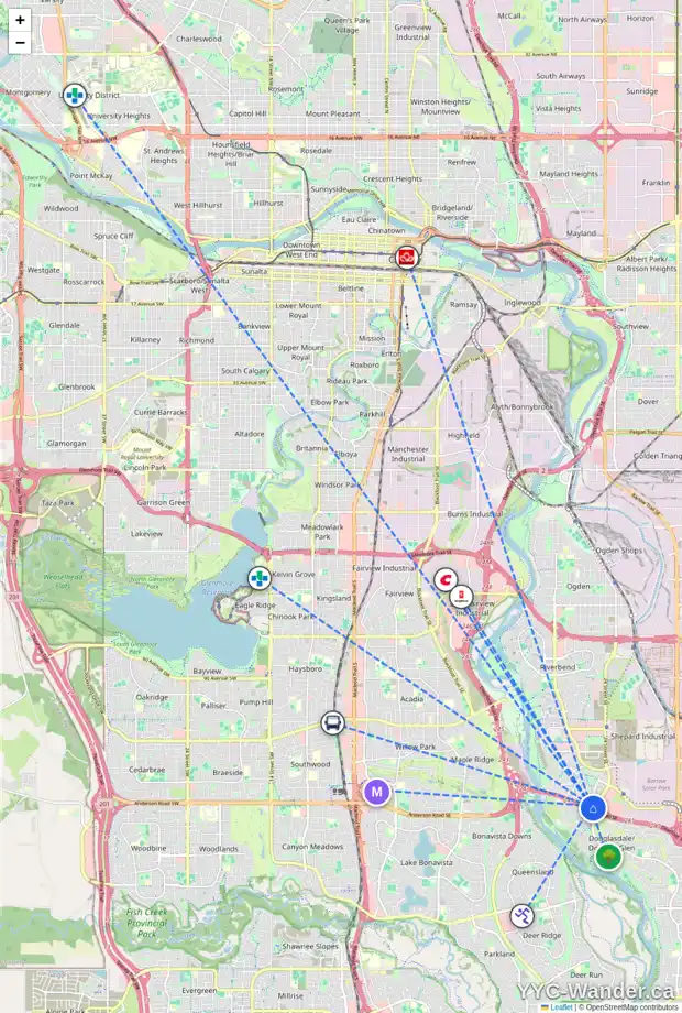 Daily accessibility map for 137 DOUGLAS GLEN CO SE, Calgary showing nearby schools, grocery stores, parks, LRT stations and nearby amenities