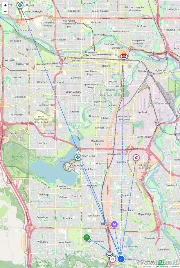 Daily accessibility map for 1110 LAKE PLACID DR SE, Calgary showing nearby schools, grocery stores, parks, LRT stations and nearby amenities