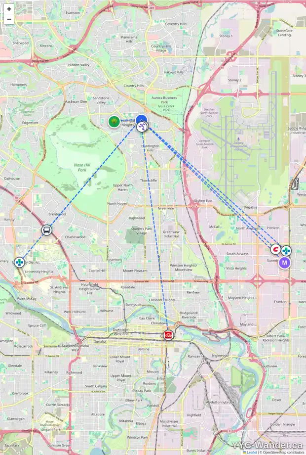 Daily accessibility map for 88 BERMUDA DR NW, Calgary showing nearby schools, grocery stores, parks, LRT stations and nearby amenities