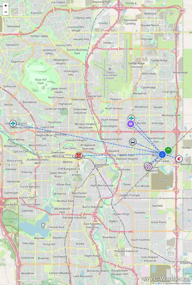 Daily accessibility map for 6417 PENBROOKE DR SE, Calgary showing nearby schools, grocery stores, parks, LRT stations and nearby amenities