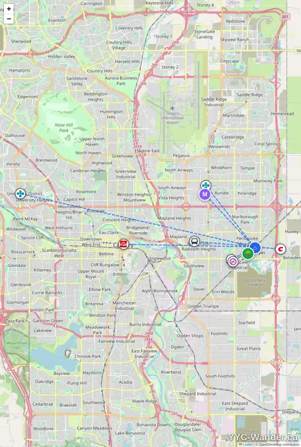 Daily accessibility map for 175 PENBROOKE CL SE, Calgary showing nearby schools, grocery stores, parks, LRT stations and nearby amenities