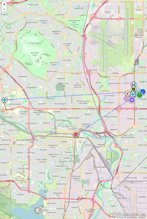 Daily accessibility map for 103 RUNDLESON WY NE, Calgary showing nearby schools, grocery stores, parks, LRT stations and nearby amenities