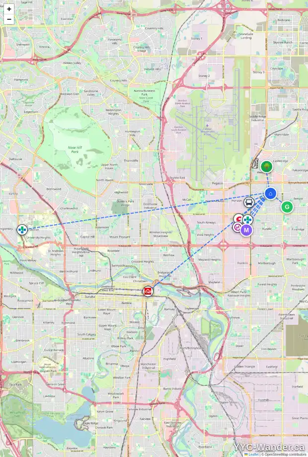 Daily accessibility map for 524 WHITERIDGE WY NE, Calgary showing nearby schools, grocery stores, parks, LRT stations and nearby amenities