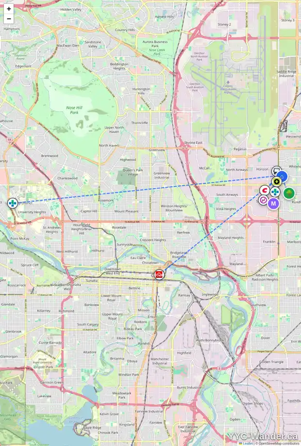 Daily accessibility map for 3736 WHITEHORN DR NE, Calgary showing nearby schools, grocery stores, parks, LRT stations and nearby amenities