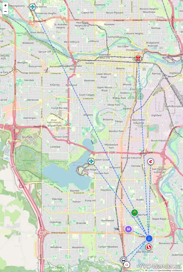 Daily accessibility map for 12015 LAKE EMERALD CR SE, Calgary showing nearby schools, grocery stores, parks, LRT stations and nearby amenities