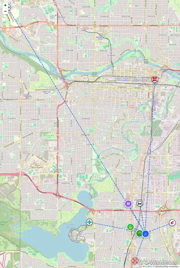 Daily accessibility map for 43 FOLEY RD SE, Calgary showing nearby schools, grocery stores, parks, LRT stations and nearby amenities