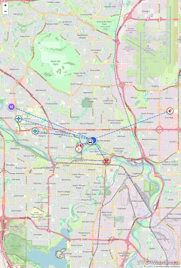 Daily accessibility map for 929 4 ST NW, Calgary showing nearby schools, grocery stores, parks, LRT stations and nearby amenities