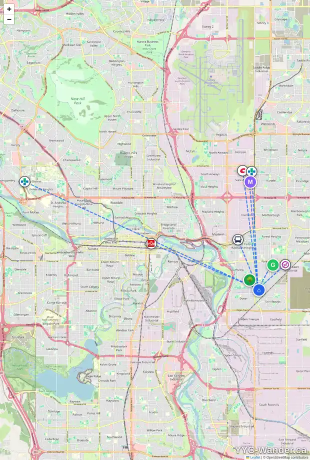 Daily accessibility map for 161 DOVERCLIFFE CL SE, Calgary showing nearby schools, grocery stores, parks, LRT stations and nearby amenities