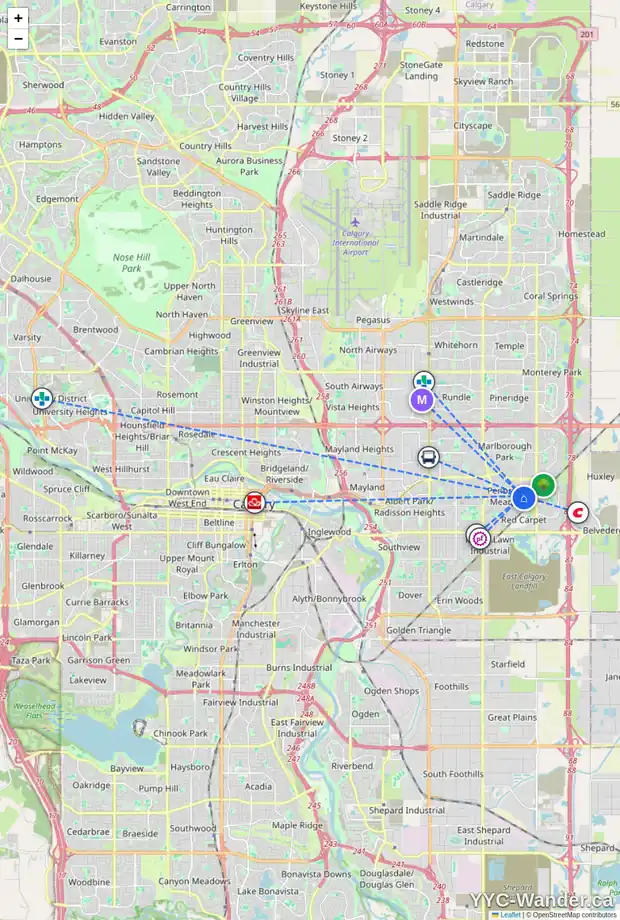 Daily accessibility map for 6419 PENBROOKE DR SE, Calgary showing nearby schools, grocery stores, parks, LRT stations and nearby amenities