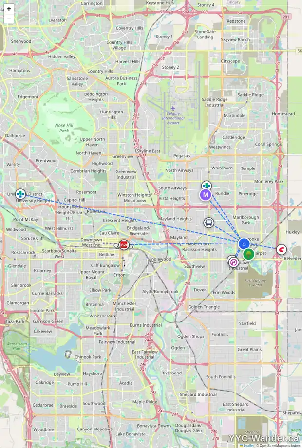 Daily accessibility map for 196 PENMEADOWS CL SE, Calgary showing nearby schools, grocery stores, parks, LRT stations and nearby amenities
