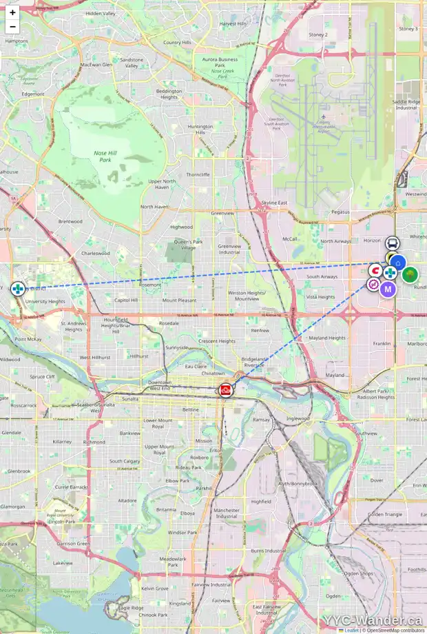 Daily accessibility map for 47 WHITMAN CL NE, Calgary showing nearby schools, grocery stores, parks, LRT stations and nearby amenities