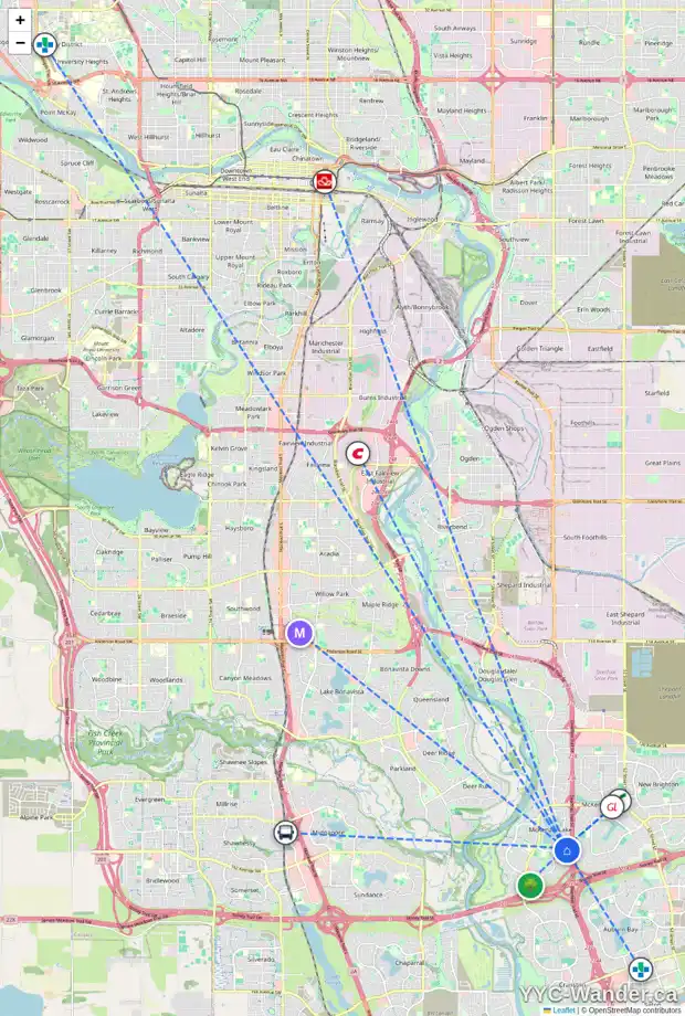 Daily accessibility map for 183 MCKENZIE LAKE CV SE, Calgary showing nearby schools, grocery stores, parks, LRT stations and nearby amenities