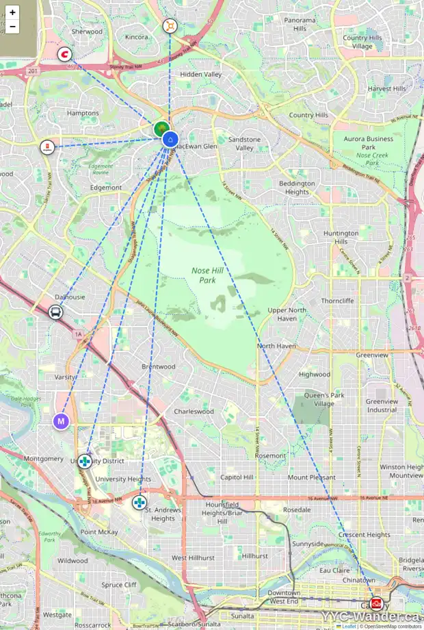 Daily accessibility map for 137 EDGEBROOK PA NW, Calgary showing nearby schools, grocery stores, parks, LRT stations and nearby amenities