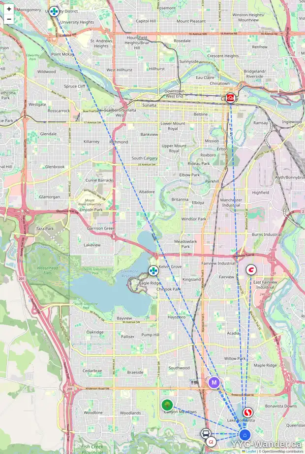 Daily accessibility map for 144 LAKE TAHOE GR SE, Calgary showing nearby schools, grocery stores, parks, LRT stations and nearby amenities