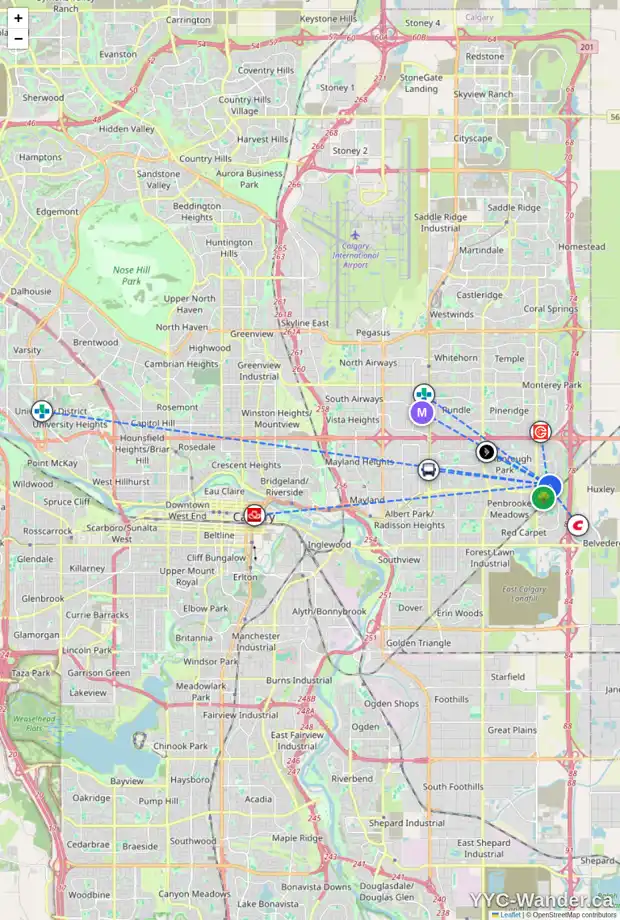 Daily accessibility map for 150 ABALONE PL NE, Calgary showing nearby schools, grocery stores, parks, LRT stations and nearby amenities