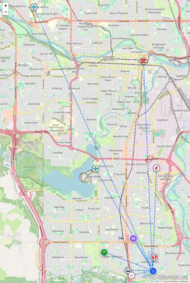 Daily accessibility map for 148 LAKE TAHOE GR SE, Calgary showing nearby schools, grocery stores, parks, LRT stations and nearby amenities