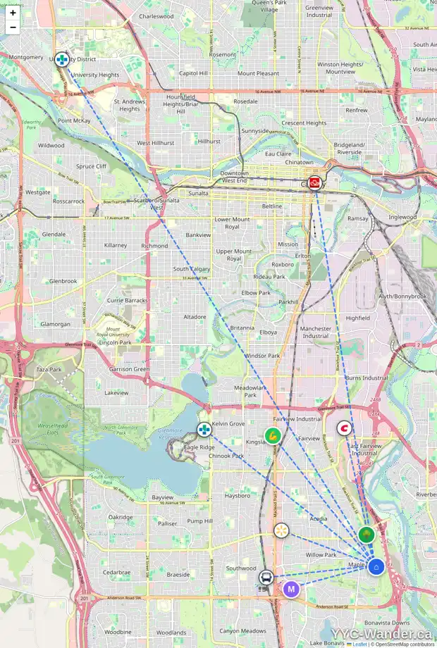 Daily accessibility map for 10735 MAPLESHIRE CR SE, Calgary showing nearby schools, grocery stores, parks, LRT stations and nearby amenities