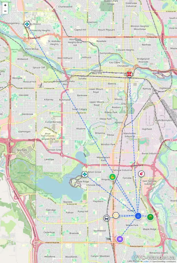 Daily accessibility map for 649 AGATE CR SE, Calgary showing nearby schools, grocery stores, parks, LRT stations and nearby amenities