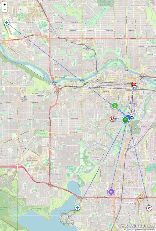 Daily accessibility map for 503 2419 ERLTON RD SW, Calgary showing nearby schools, grocery stores, parks, LRT stations and nearby amenities