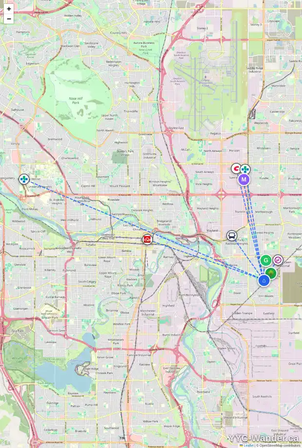 Daily accessibility map for 3035 DOVERVILLE CR SE, Calgary showing nearby schools, grocery stores, parks, LRT stations and nearby amenities