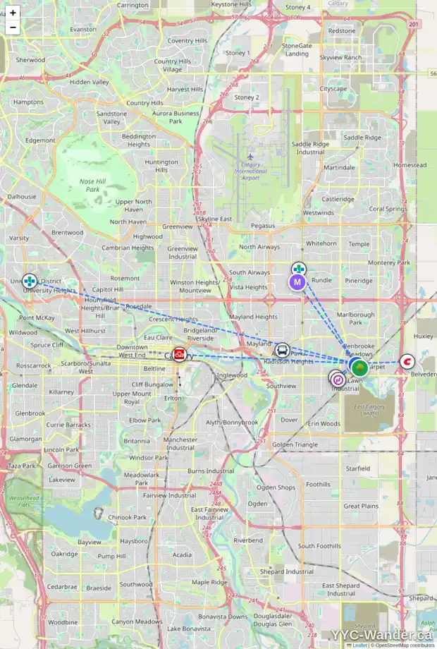 Daily accessibility map for 1140 PENRITH CR SE, Calgary showing nearby schools, grocery stores, parks, LRT stations and nearby amenities