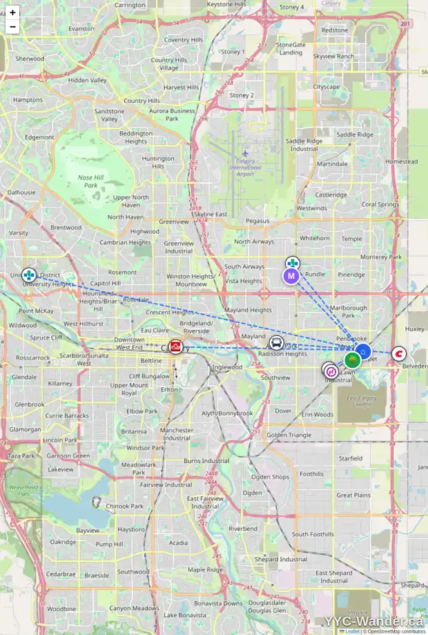 Daily accessibility map for 181 PENBROOKE CL SE, Calgary showing nearby schools, grocery stores, parks, LRT stations and nearby amenities
