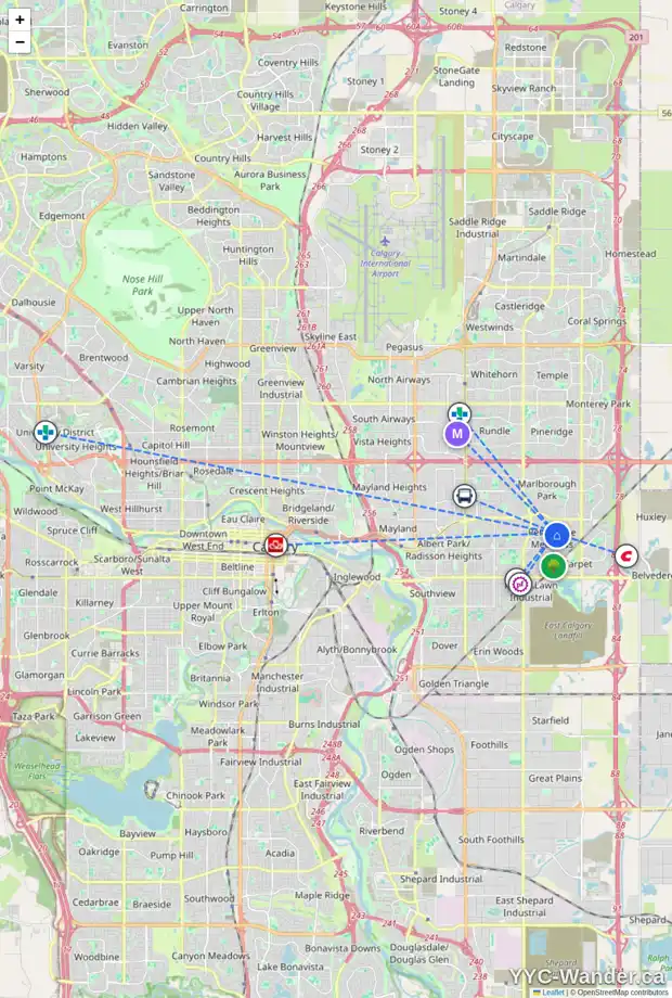 Daily accessibility map for 6244 PENWORTH RD SE, Calgary showing nearby schools, grocery stores, parks, LRT stations and nearby amenities