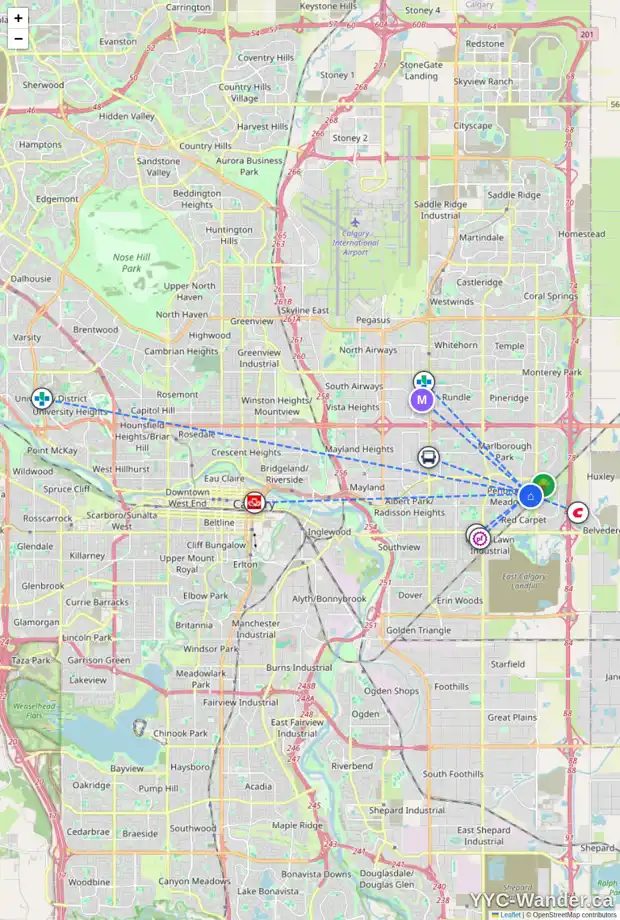 Daily accessibility map for 323 PENBROOKE CR SE, Calgary showing nearby schools, grocery stores, parks, LRT stations and nearby amenities