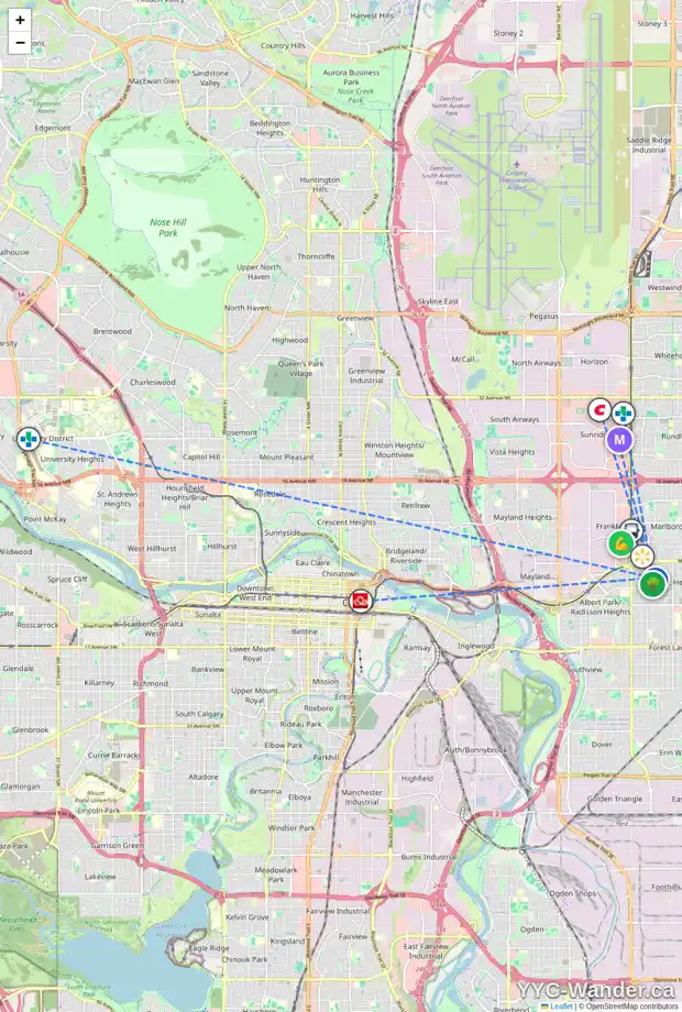 Daily accessibility map for 624 FONDA CO SE, Calgary showing nearby schools, grocery stores, parks, LRT stations and nearby amenities