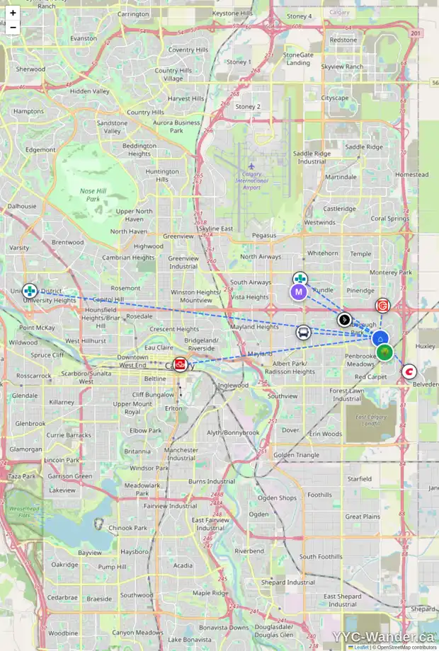 Daily accessibility map for 8 MALVERN CR NE, Calgary showing nearby schools, grocery stores, parks, LRT stations and nearby amenities