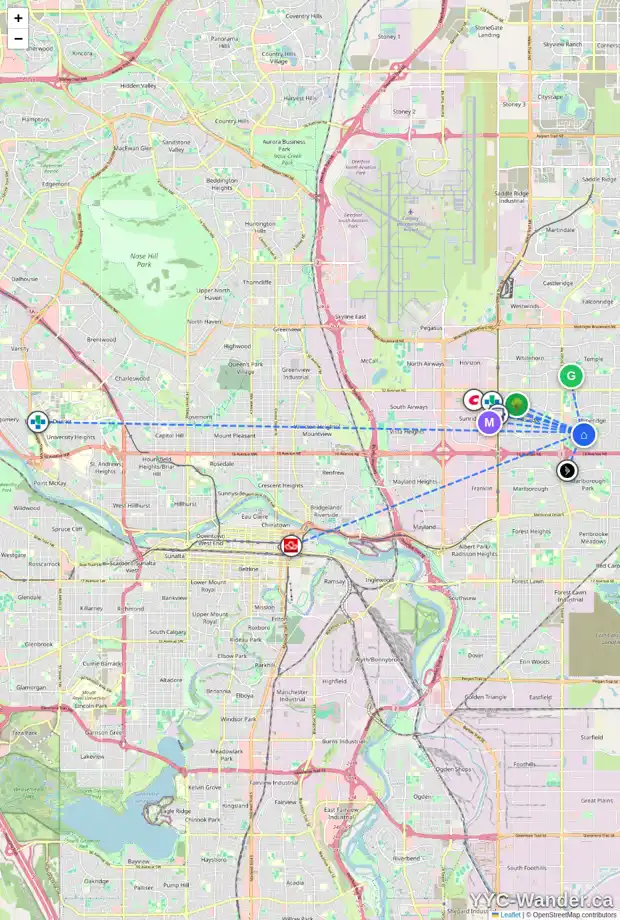 Daily accessibility map for 5812 RUNDLEHORN DR NE, Calgary showing nearby schools, grocery stores, parks, LRT stations and nearby amenities