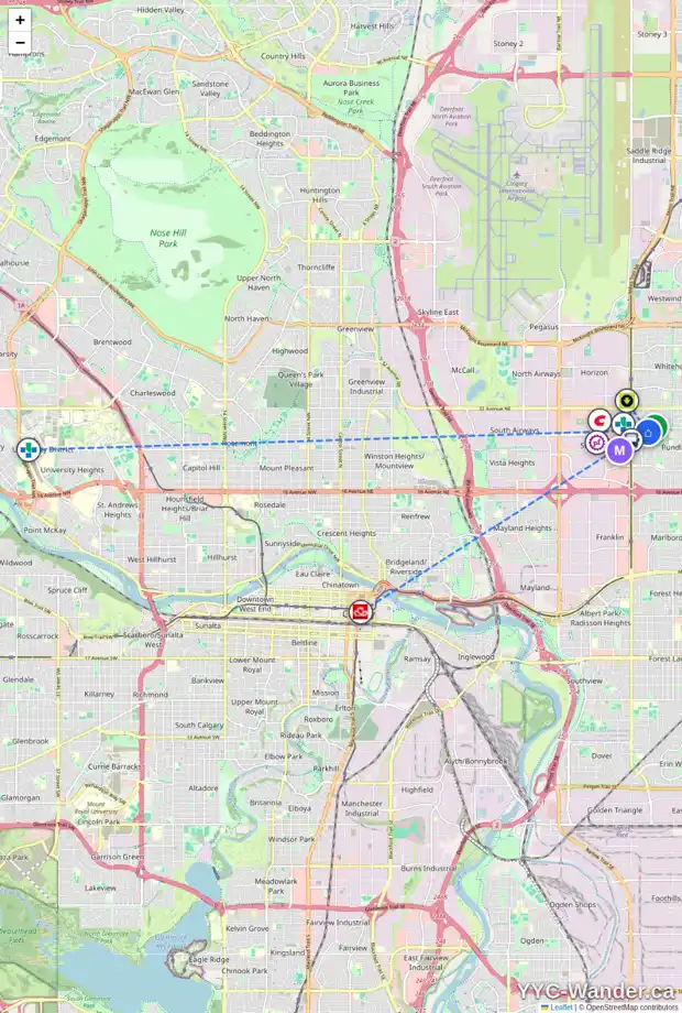 Daily accessibility map for 3907 26 AV NE, Calgary showing nearby schools, grocery stores, parks, LRT stations and nearby amenities