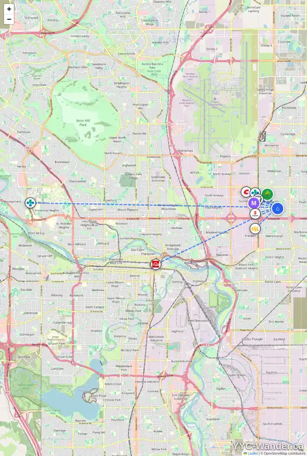 Daily accessibility map for 204 RUNDLEWOOD CL NE, Calgary showing nearby schools, grocery stores, parks, LRT stations and nearby amenities