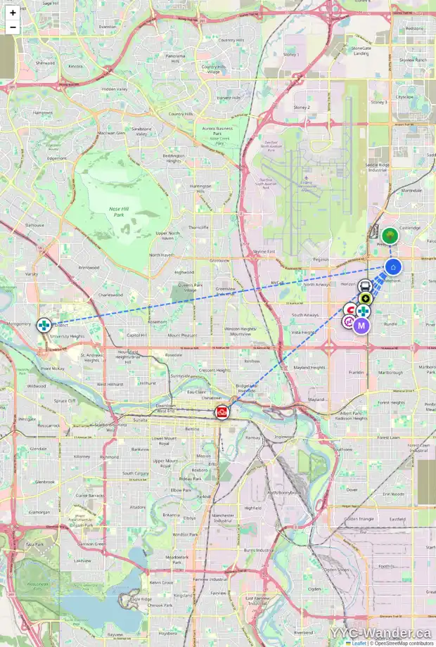 Daily accessibility map for 784 WHITEHILL WY NE, Calgary showing nearby schools, grocery stores, parks, LRT stations and nearby amenities