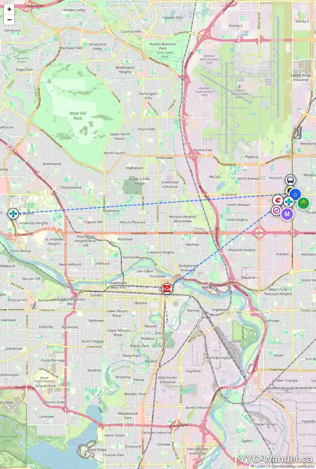 Daily accessibility map for 51 WHITMAN CL NE, Calgary showing nearby schools, grocery stores, parks, LRT stations and nearby amenities