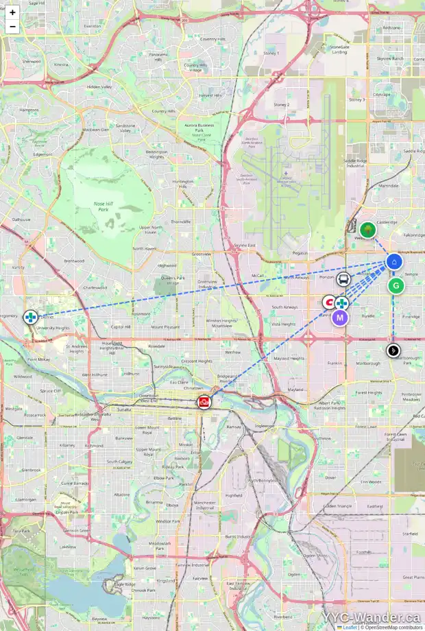 Daily accessibility map for 208 TEMPLEMONT DR NE, Calgary showing nearby schools, grocery stores, parks, LRT stations and nearby amenities
