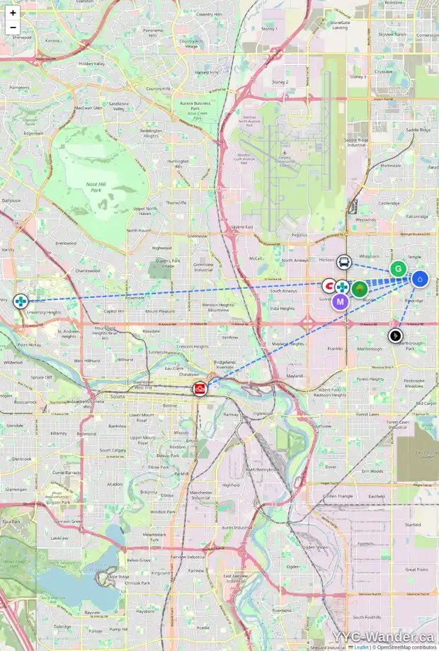 Daily accessibility map for 219 TEMPLEVIEW PL NE, Calgary showing nearby schools, grocery stores, parks, LRT stations and nearby amenities