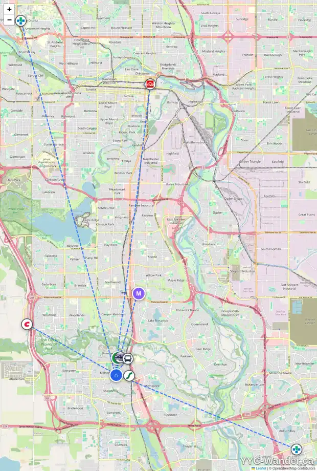 Daily accessibility map for 116 MILLBANK CL SW, Calgary showing nearby schools, grocery stores, parks, LRT stations and nearby amenities