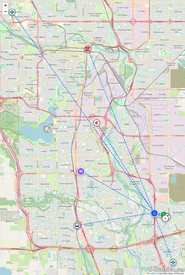 Daily accessibility map for 428 MT LORETTE PL SE, Calgary showing nearby schools, grocery stores, parks, LRT stations and nearby amenities