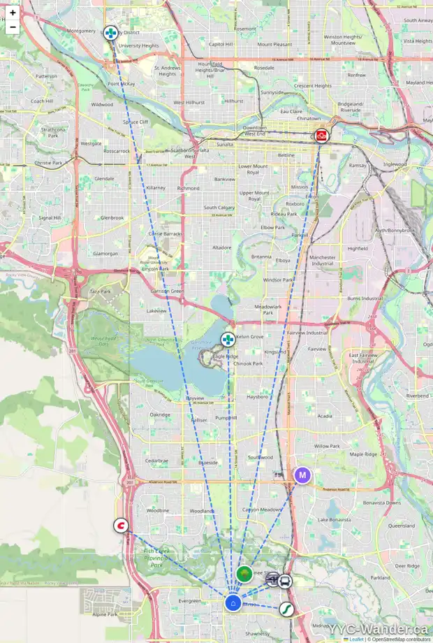 Daily accessibility map for 149 MILLVIEW MR SW, Calgary showing nearby schools, grocery stores, parks, LRT stations and nearby amenities
