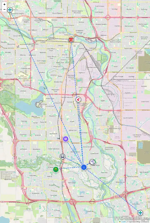 Daily accessibility map for 14123 PARKSIDE DR SE, Calgary showing nearby schools, grocery stores, parks, LRT stations and nearby amenities