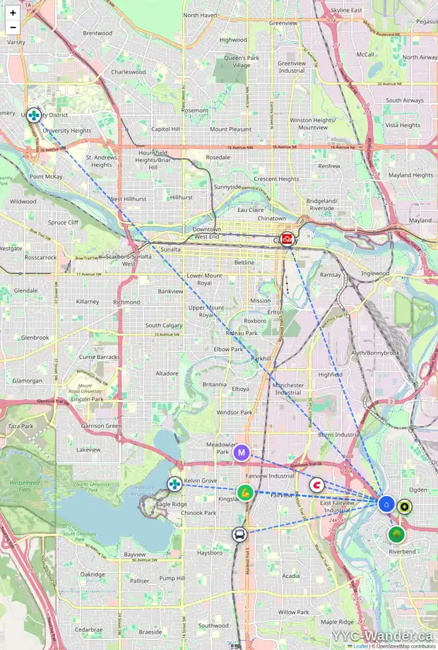 Daily accessibility map for 236 OGDEN DR SE, Calgary showing nearby schools, grocery stores, parks, LRT stations and nearby amenities