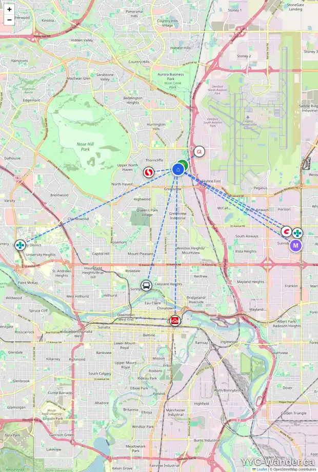 Daily accessibility map for 5910 TRELLE DR NE, Calgary showing nearby schools, grocery stores, parks, LRT stations and nearby amenities