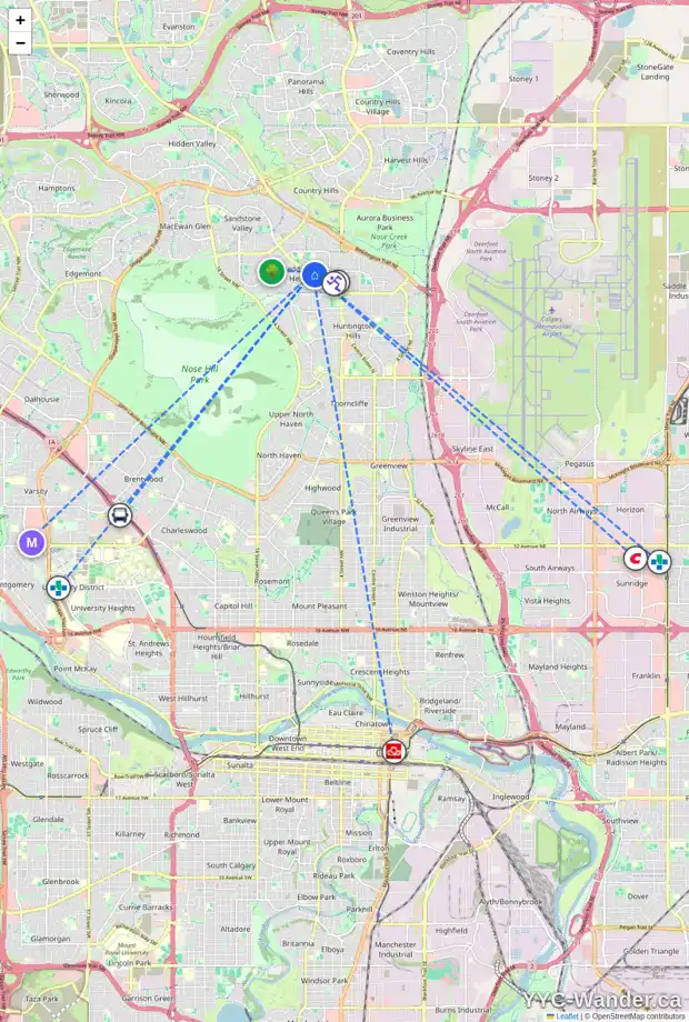 Daily accessibility map for 11 BERMUDA WY NW, Calgary showing nearby schools, grocery stores, parks, LRT stations and nearby amenities