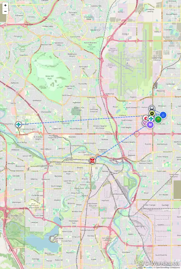 Daily accessibility map for 112 WHITEVIEW RD NE, Calgary showing nearby schools, grocery stores, parks, LRT stations and nearby amenities
