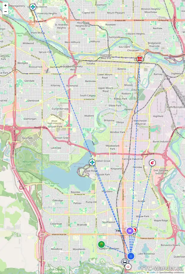 Daily accessibility map for 108 LAKE WOOD PL SE, Calgary showing nearby schools, grocery stores, parks, LRT stations and nearby amenities