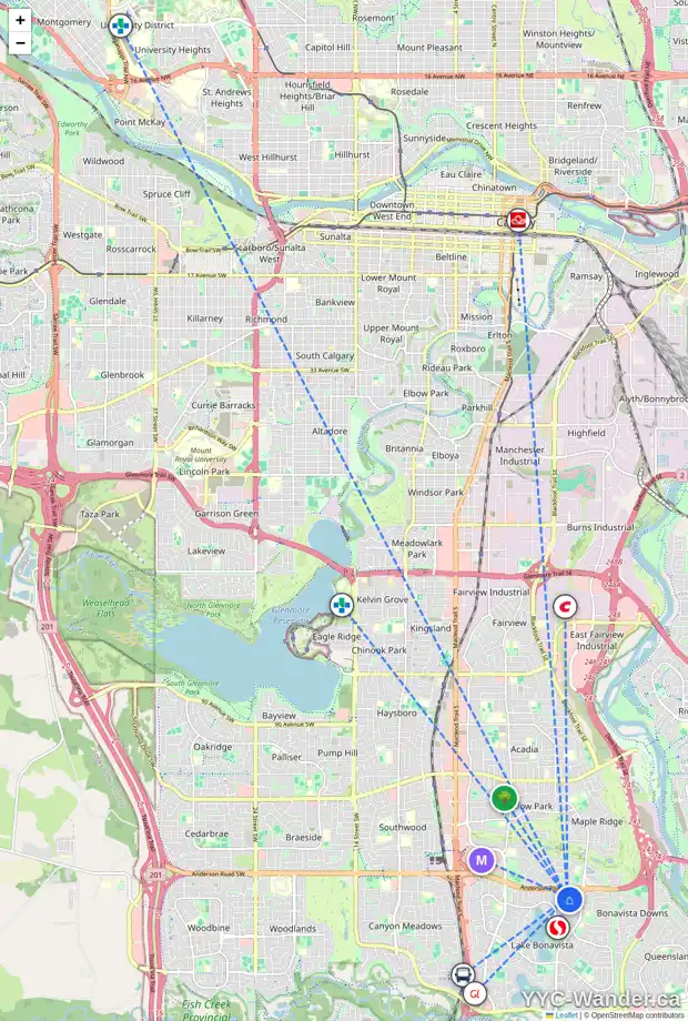Daily accessibility map for 812 LAKE EMERALD PL SE, Calgary showing nearby schools, grocery stores, parks, LRT stations and nearby amenities